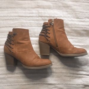 Brown chunky heel ankle boots